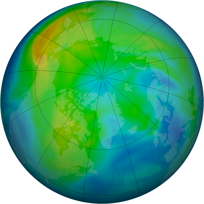 Arctic ozone map for 08 November 2007